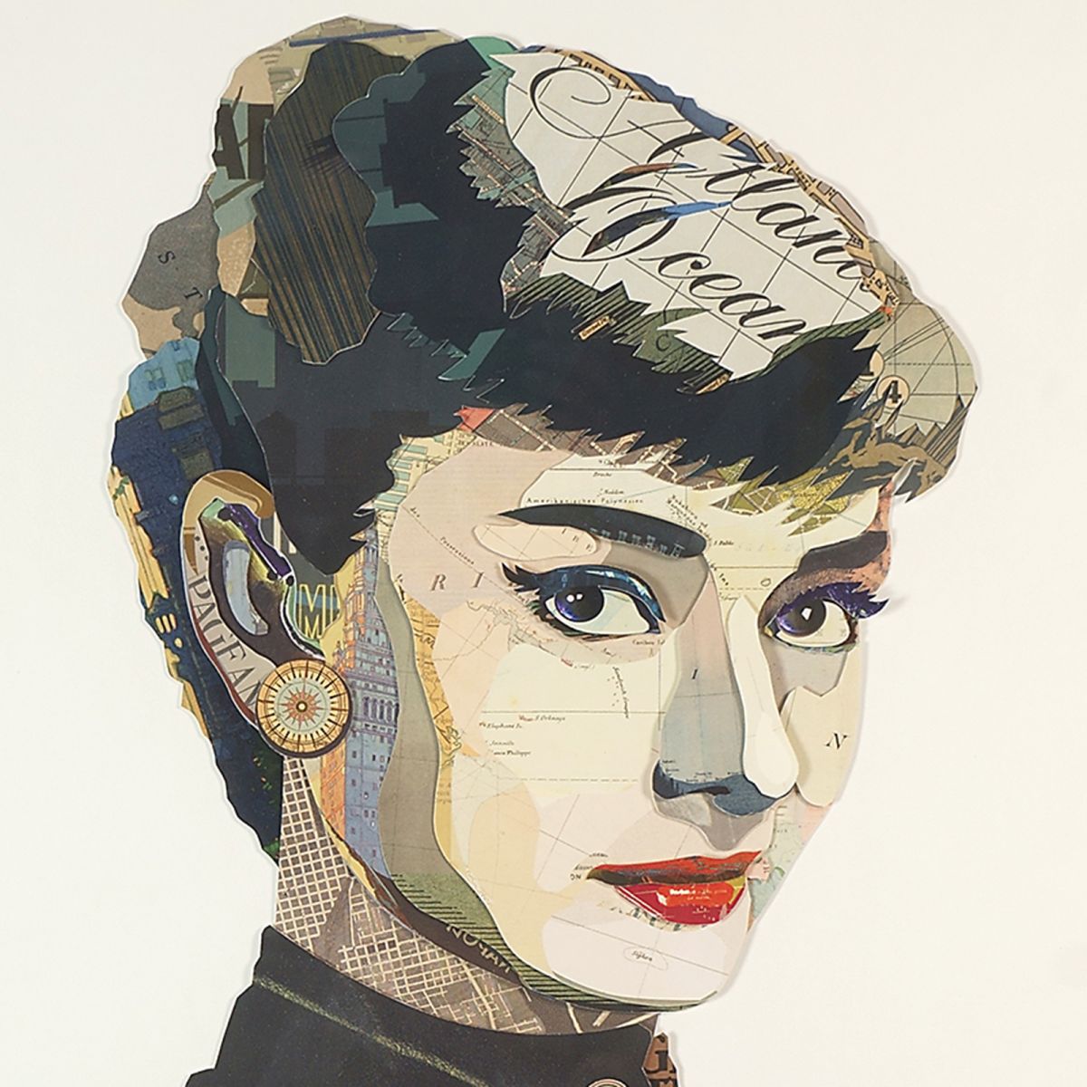 Πίνακας κολλάζ Audrey Hepburn 75x75 εκ