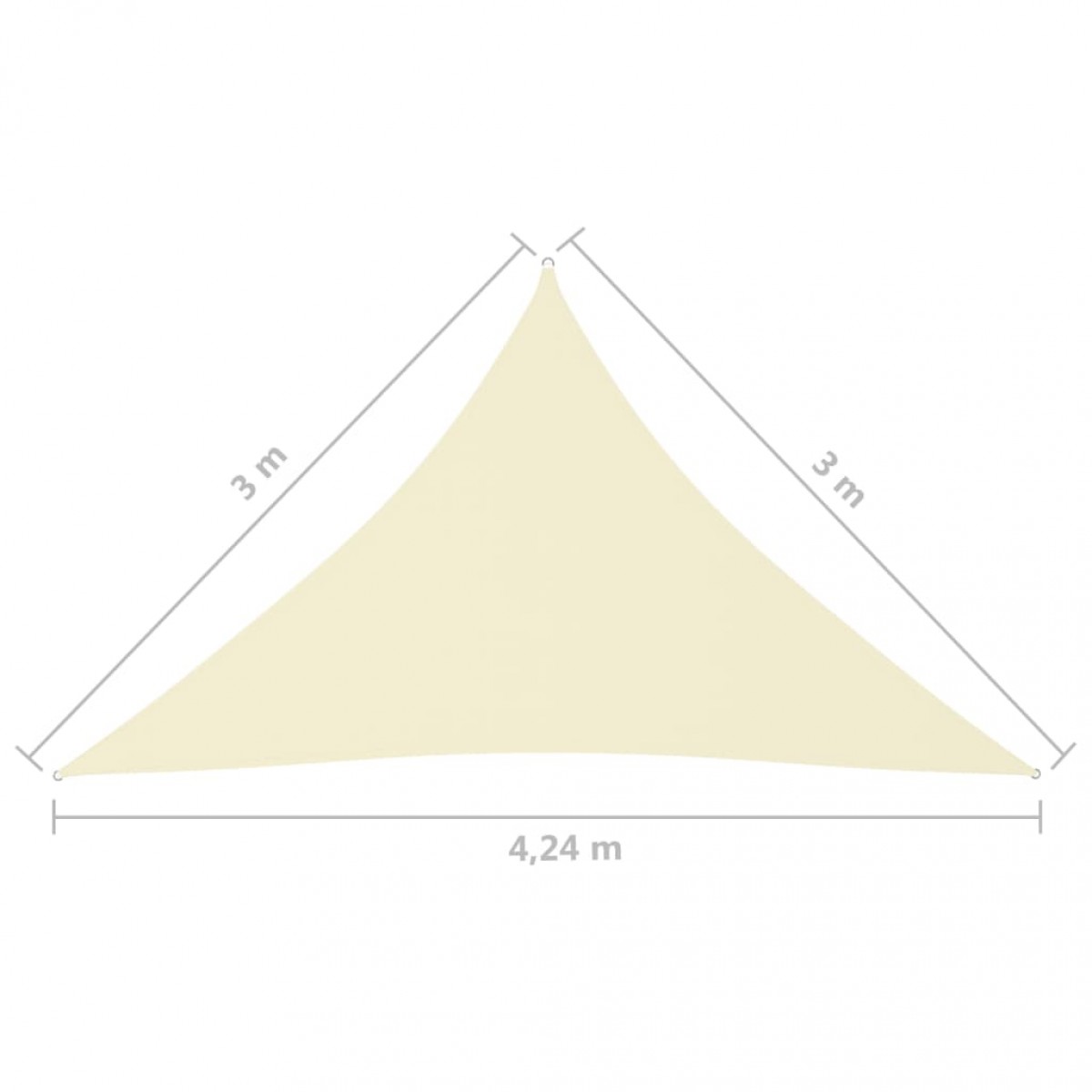 Πανί Σκίασης Τρίγωνο Κρεμ 3 x 3 x 4,24 μ. από Ύφασμα Oxford