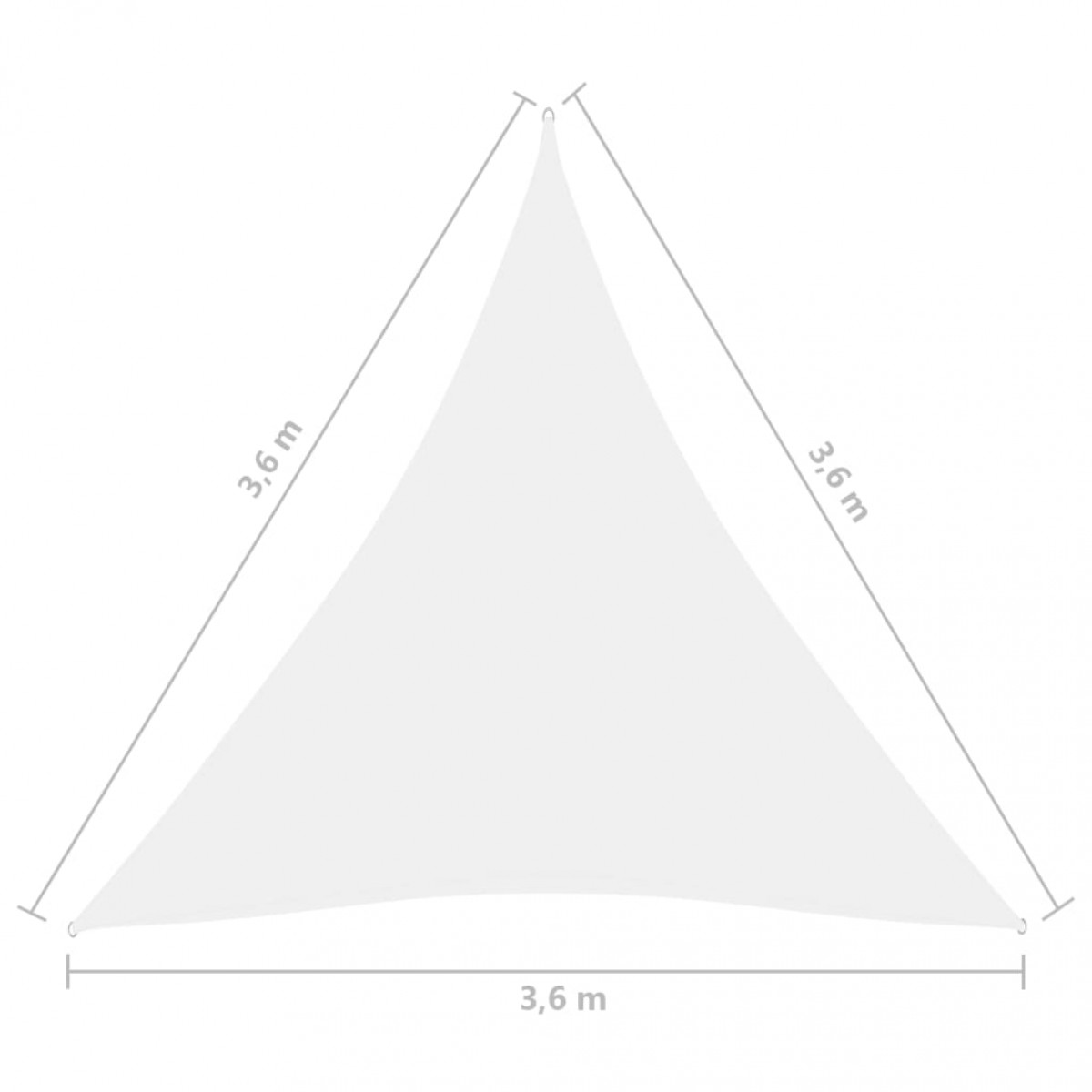 Πανί Σκίασης Τρίγωνο Λευκό 3,6 x 3,6 x 3,6 μ. Ύφασμα Oxford