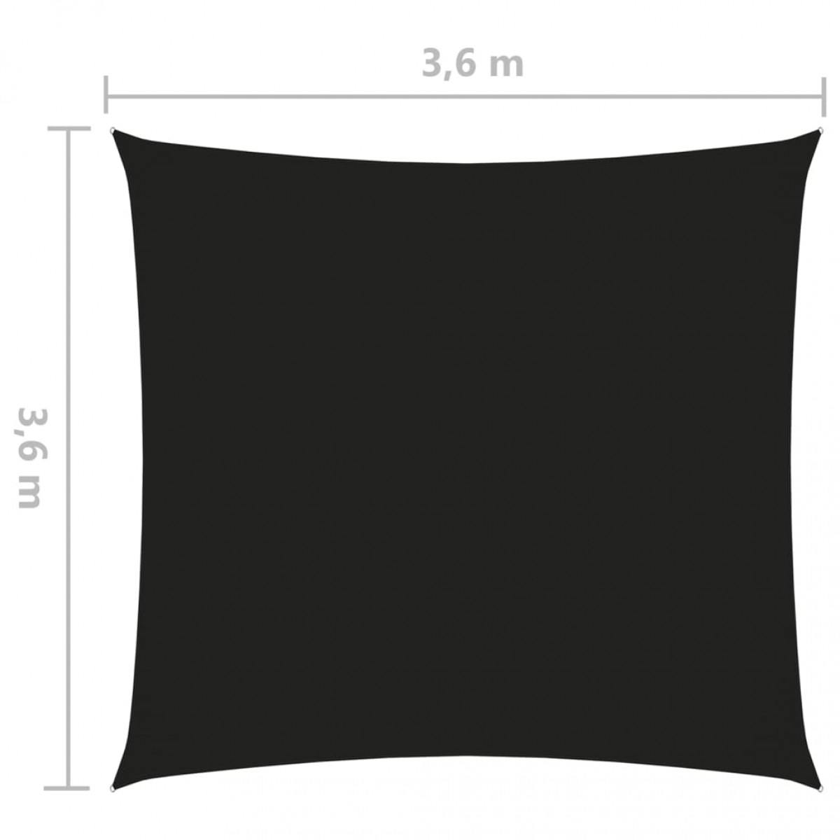 Πανί Σκίασης Τετράγωνο Μαύρο 3,6 x 3,6 μ. από Ύφασμα Oxford