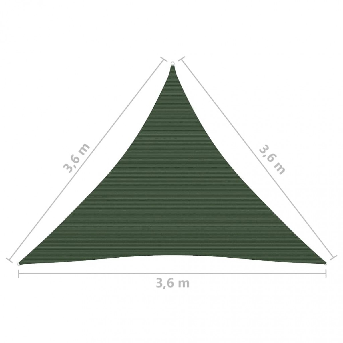 Πανί Σκίασης Σκούρο Πράσινο 3,6 x 3,6 x 3,6 μ. από HDPE 160 γρ./μ²