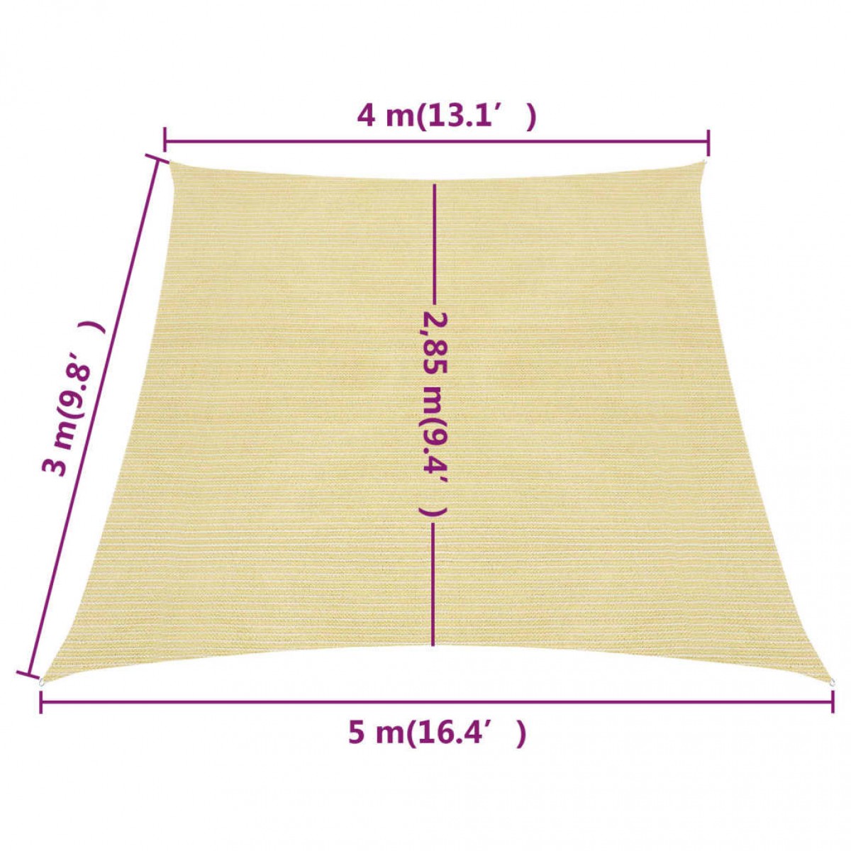 Πανί Σκίασης Μπεζ 4 x 5 x 3 μ. 160 γρ./μ² από HDPE