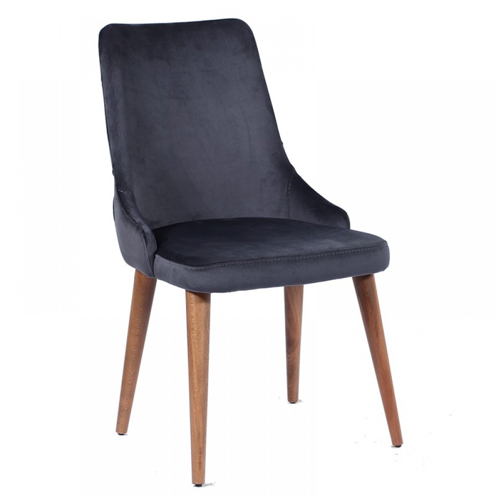 Ege ξύλινη καρέκλα τραπεζαρίας με σκούρο μπλε ύφασμα 53x64x95 εκ