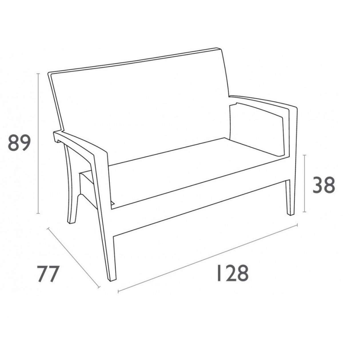 Miami lounge καναπές διθέσιος 128x77x89 εκ