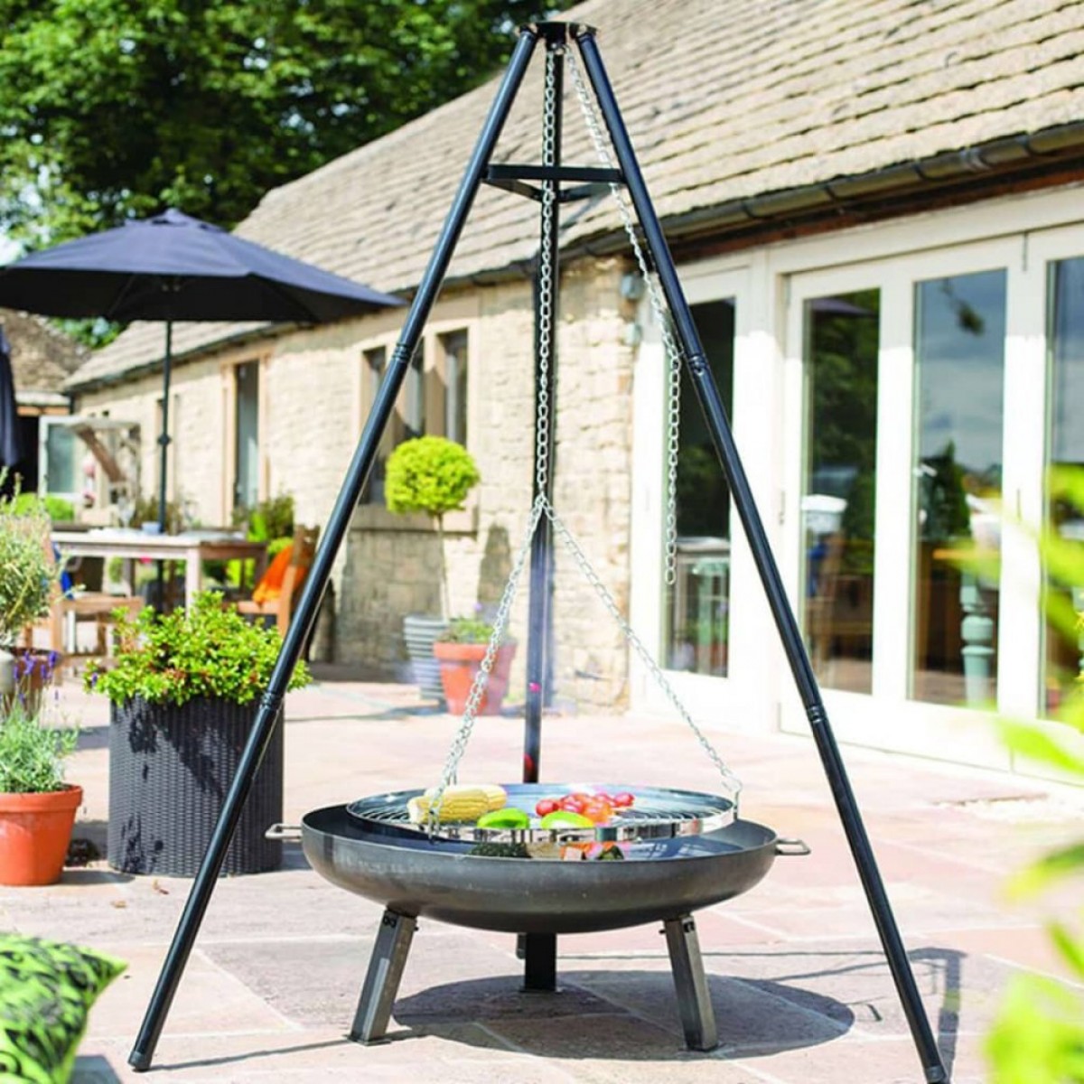 BBGRILL Ψησταριά/Grill με Τρίποδο BBQ TRIPOD Μαύρη 172 εκ.