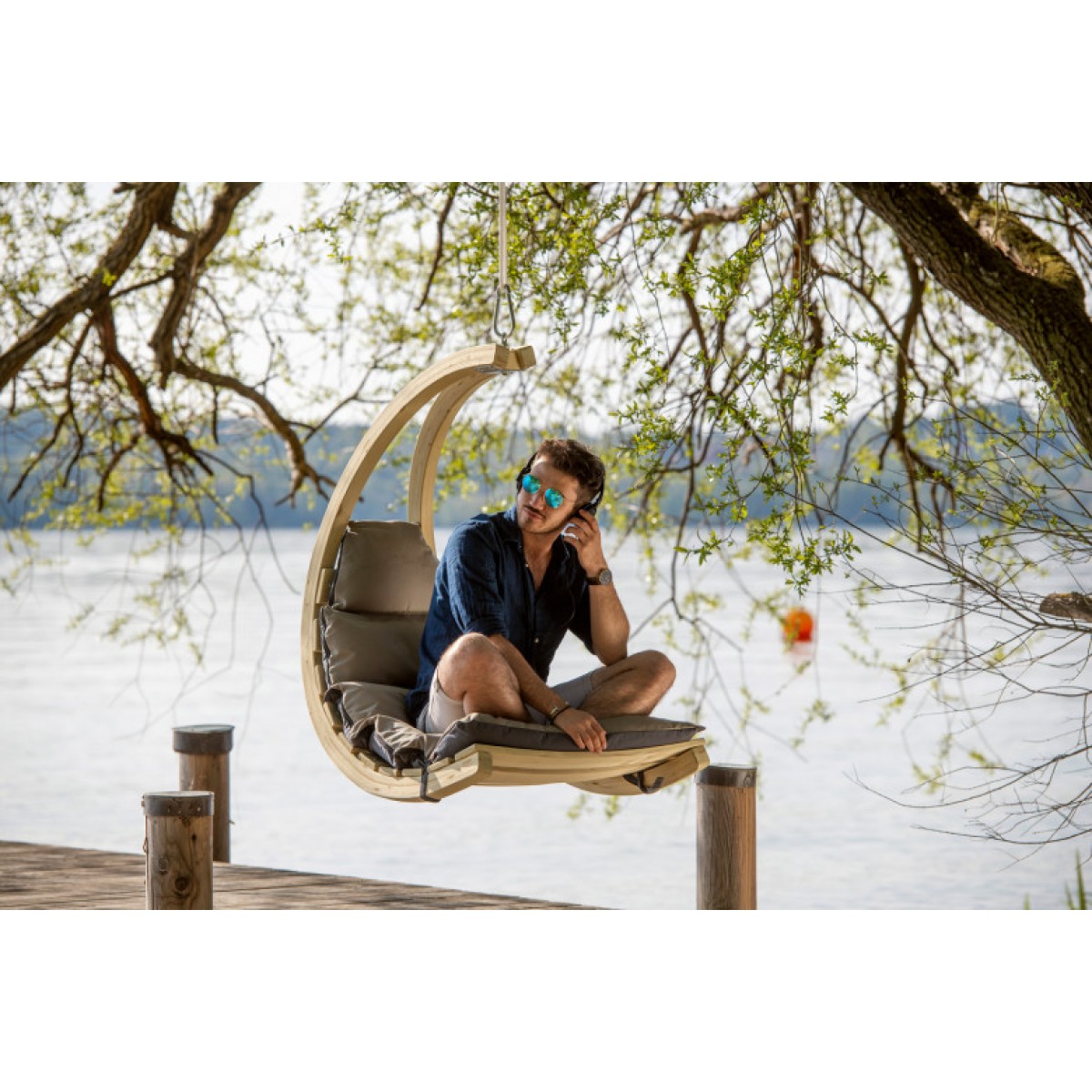 Αιώρα κάθισμα Swing Chair με ανθρακί μαξιλάρι 73x116x177 εκ