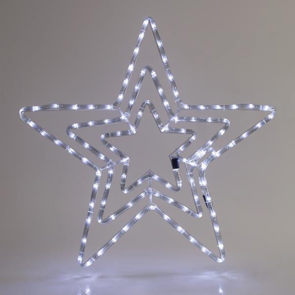 Αστέρι χριστουγεννιάτικο με led φωτοσωλήνα σε ψυχρό λευκό φως και πρόγραμμα IP44 60x60 εκ