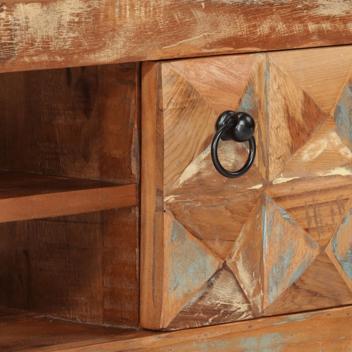 Έπιπλο τηλεόρασης από μασίφ ανακυκλωμένο ξύλο και σίδηρο 112x30x45 εκ