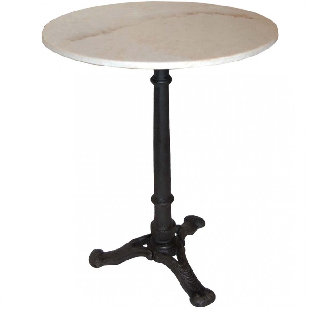 Rita μεταλλικό στρογγυλό τραπέζι με μαρμάρινη επιφάνεια σε λευκή απόχρωση 60x75 εκ