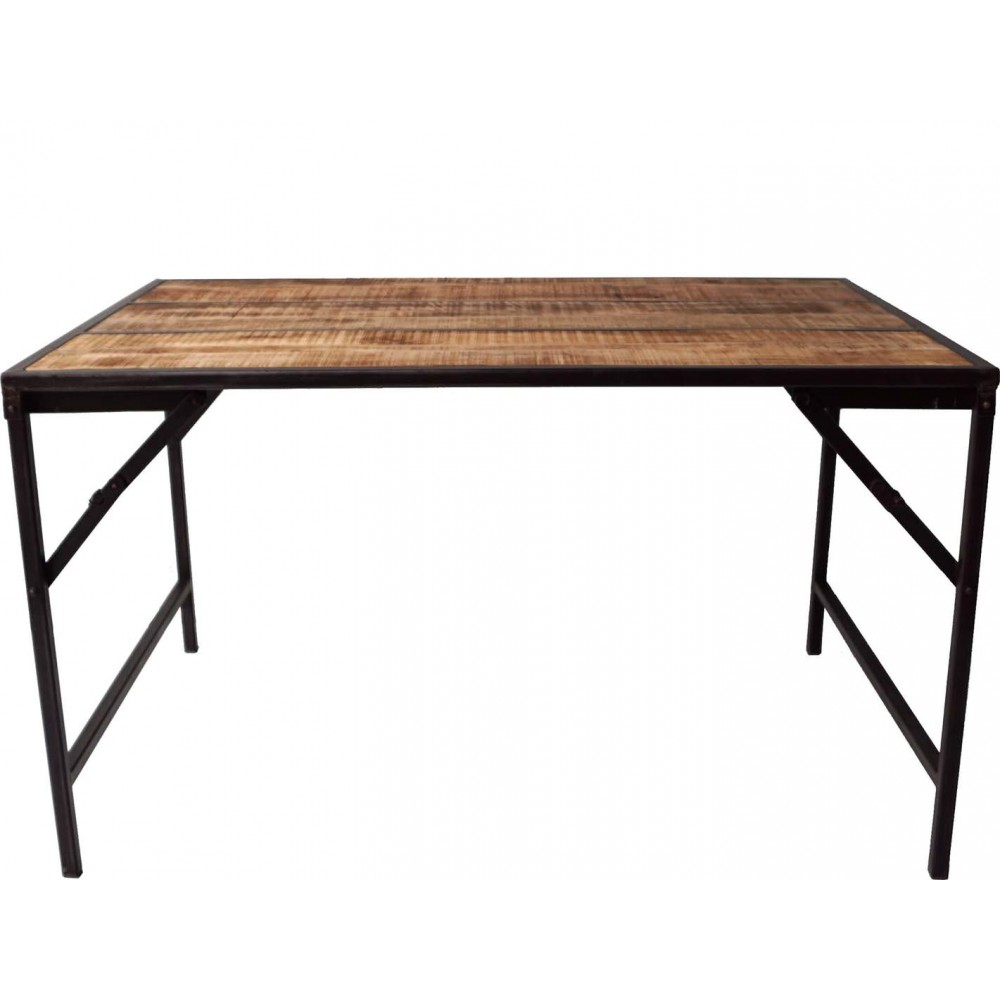 Charlie τραπέζι με μαύρη μεταλλική βάση και επιφάνεια από ξύλο μάνγκο σε φυσική απόχρωση 130x90x75 εκ