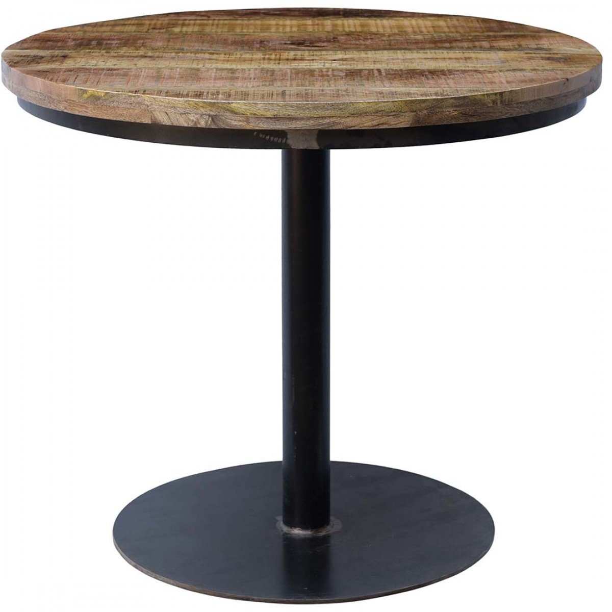Jack στρογγυλό τραπέζι με μαύρη μεταλλική βάση και επιφάνεια από ξύλο μάνγκο σε φυσική απόχρωση 90x75 εκ