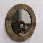 Laco στρογγυλός επιτοίχιος καθρέπτης από ανακυκλωμένο ξύλο σε φυσική απόχρωση 75 εκ