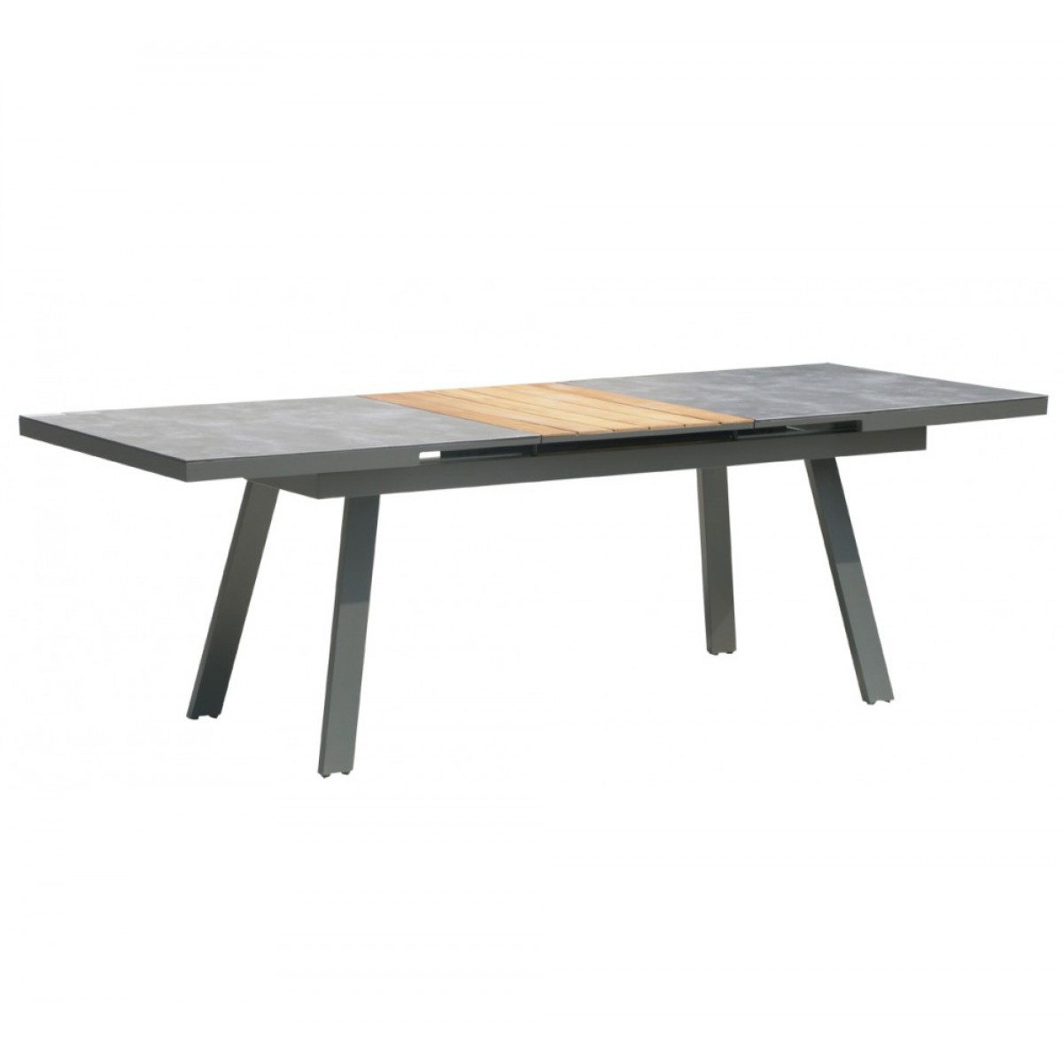Giada μεταλλικό επεκτεινόμενο τραπέζι με γυάλινη επιφάνεια σε εφέ τσιμέντου 180-240x90x76 εκ