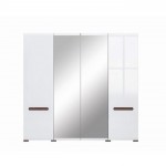 New York τετράφυλλη ντουλάπα από MDF σε λευκό χρώμα με διπλό καθρέπτη 220x60x210 εκ