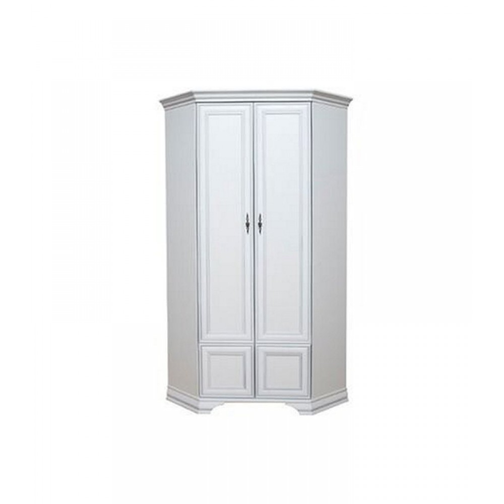Paris δίφυλλη γωνιακή ντουλάπα από MDF σε λευκό χρώμα 97,5x97,5x225 εκ