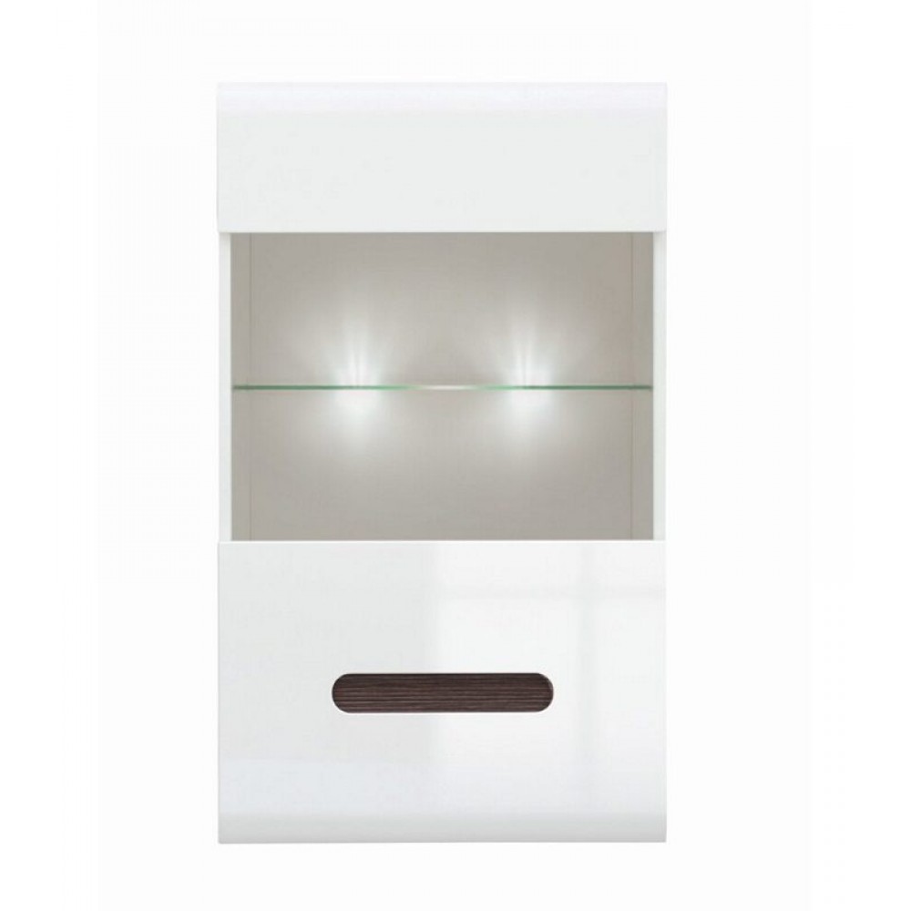 New York επιτοίχιο ντουλάπι από MDF σε λευκό χρώμα με βιτρίνα 60x35x102 εκ