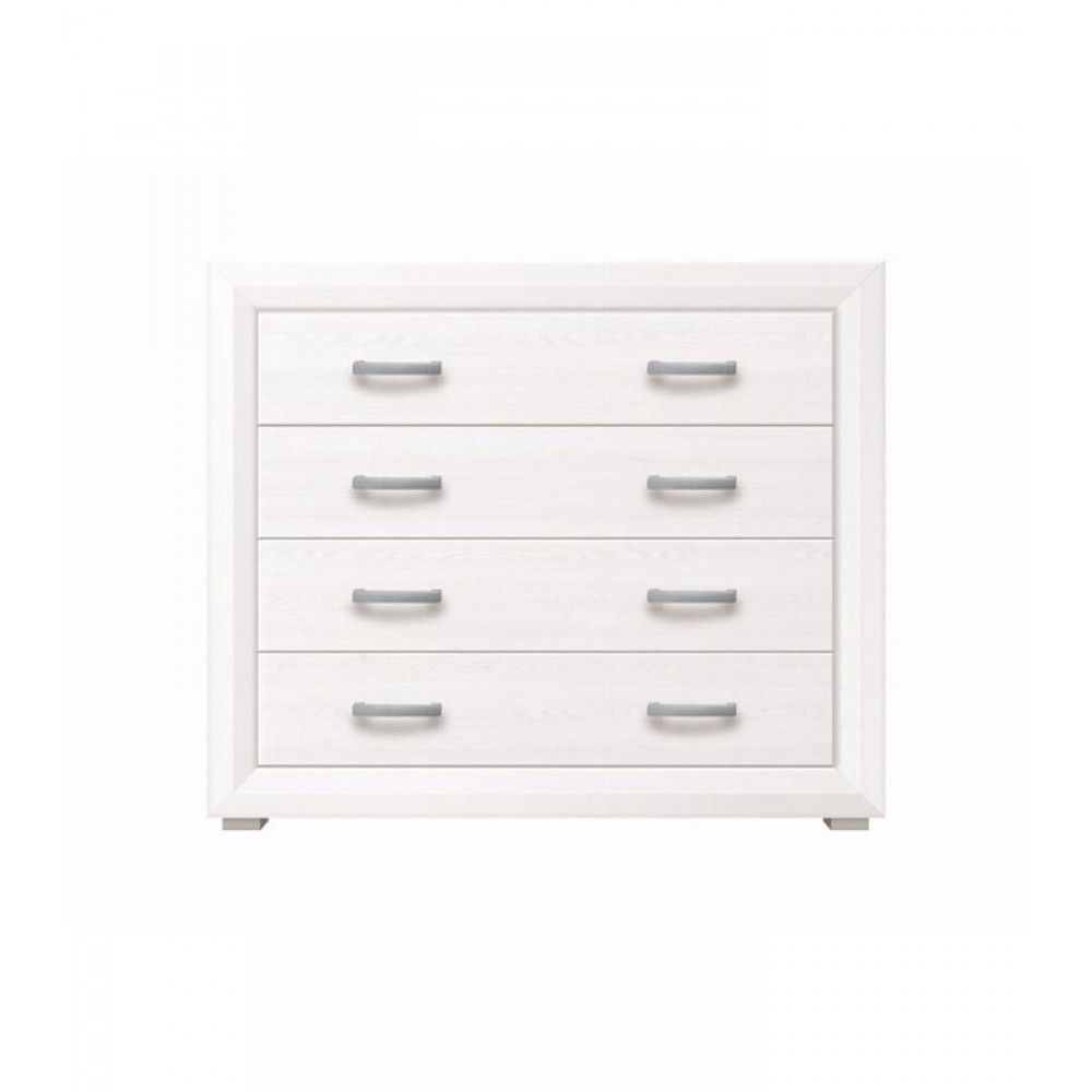 Milano συρταριέρα από MDF σε λευκό χρώμα με τέσσερα συρτάρια 106,5x38x91 εκ