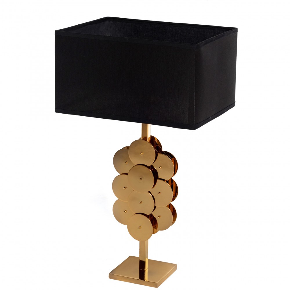 Luxxu μεταλλικό επιτραπέζιο φωτιστικό με χρυσό σκελετό και καπέλο σε μαύρο χρώμα 40x30x67 εκ