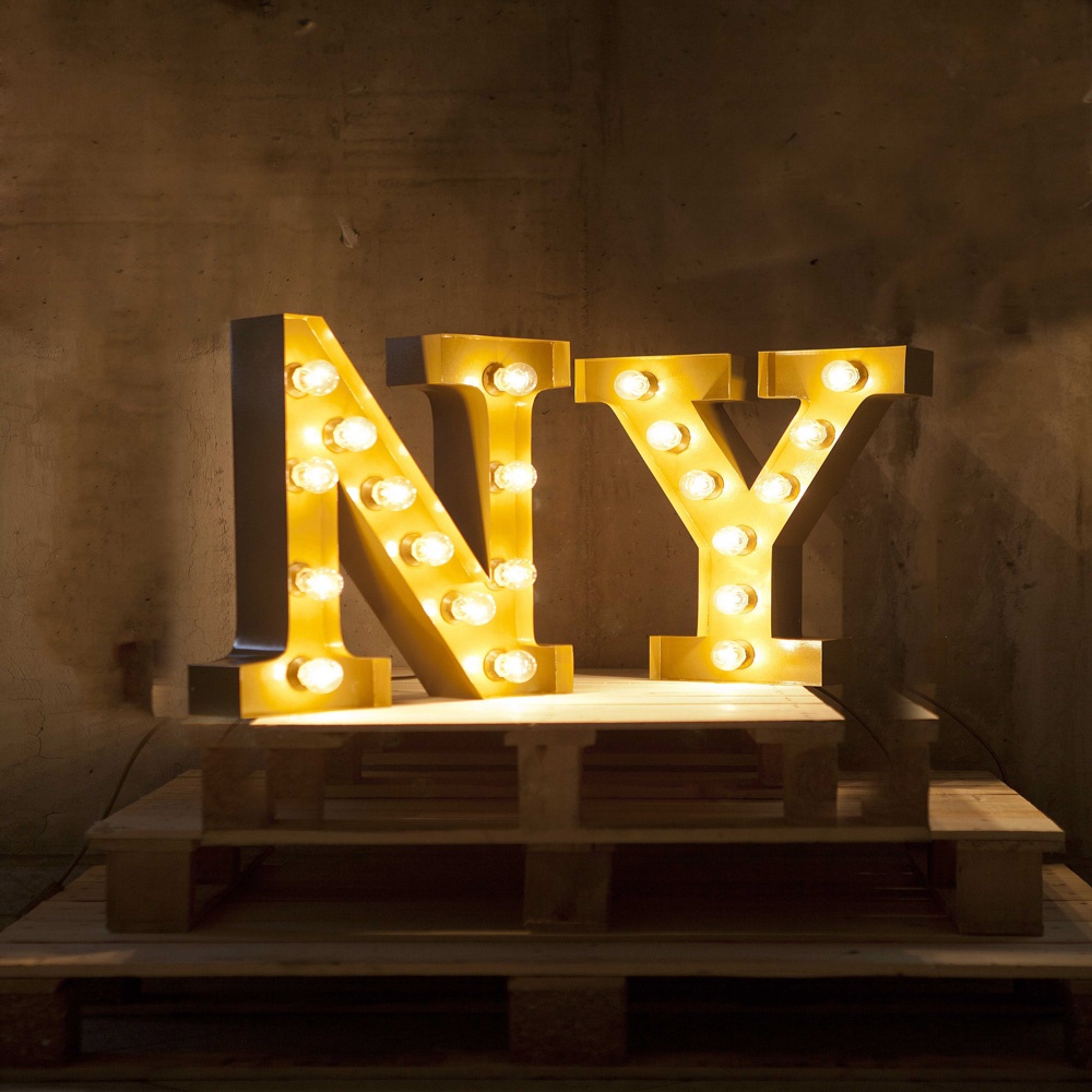Light up Letters μεταλλικό διακοσμητικό φωτιστικό τύπου neon με custom διαμόρφωση ανά γράμμα 46x10x50 εκ