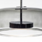 Harol στρογγυλό μονόφωτο φωτιστικό οροφής LED με φιμέ διάφανο γυαλί 33x17 εκ