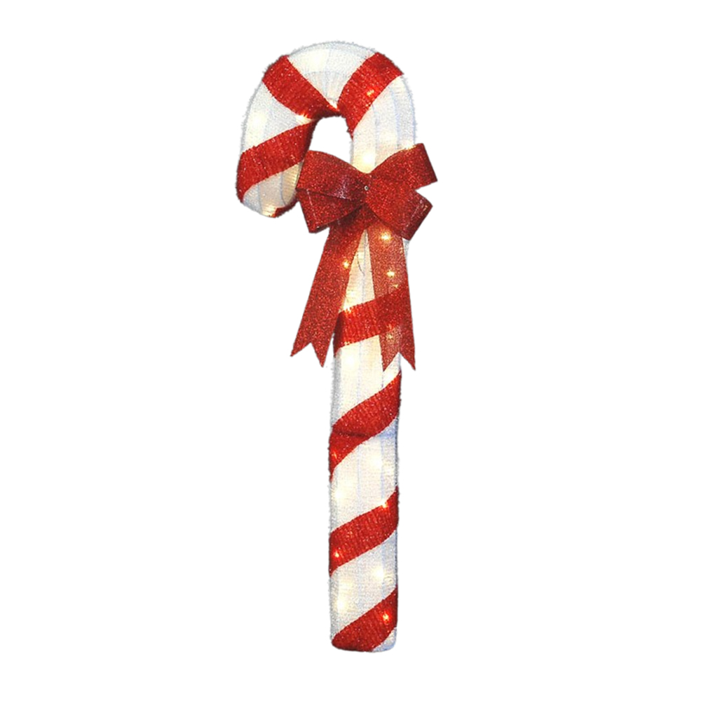 Candy Cane επιδαπέδιο διακοσμητικό ζαχαρωτό μπαστούνι σε κόκκινη ριγέ απόχρωση με ενσωματωμένο φωτισμό 76x150 εκ