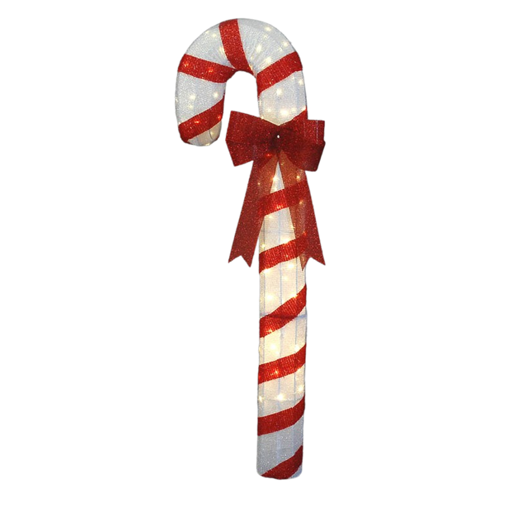 Candy Cane επιδαπέδιο διακοσμητικό ζαχαρωτό μπαστούνι σε κόκκινη ριγέ απόχρωση με ενσωματωμένο φωτισμό 106x180 εκ