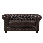 Chesterfield 689 2θέσιος δερμάτινος καναπές καφέ 160x92x72 εκ