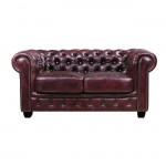 Chesterfield 689 2θέσιος δερμάτινος καναπές antique red 160x92x72