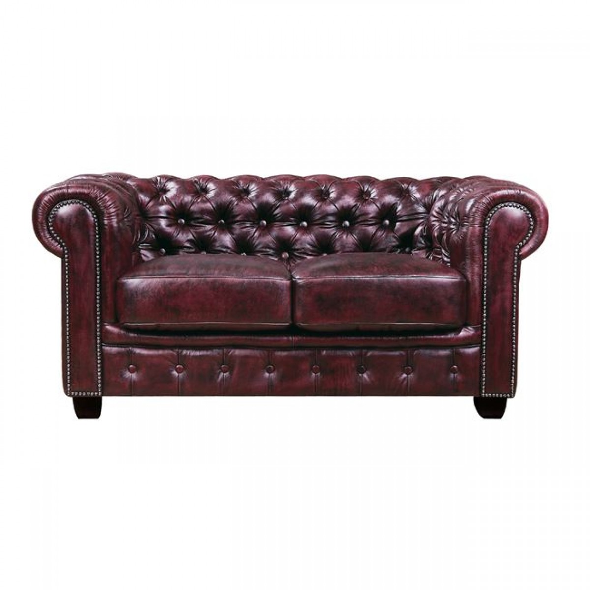 Chesterfield 689 2θέσιος δερμάτινος καναπές antique red 160x92x72