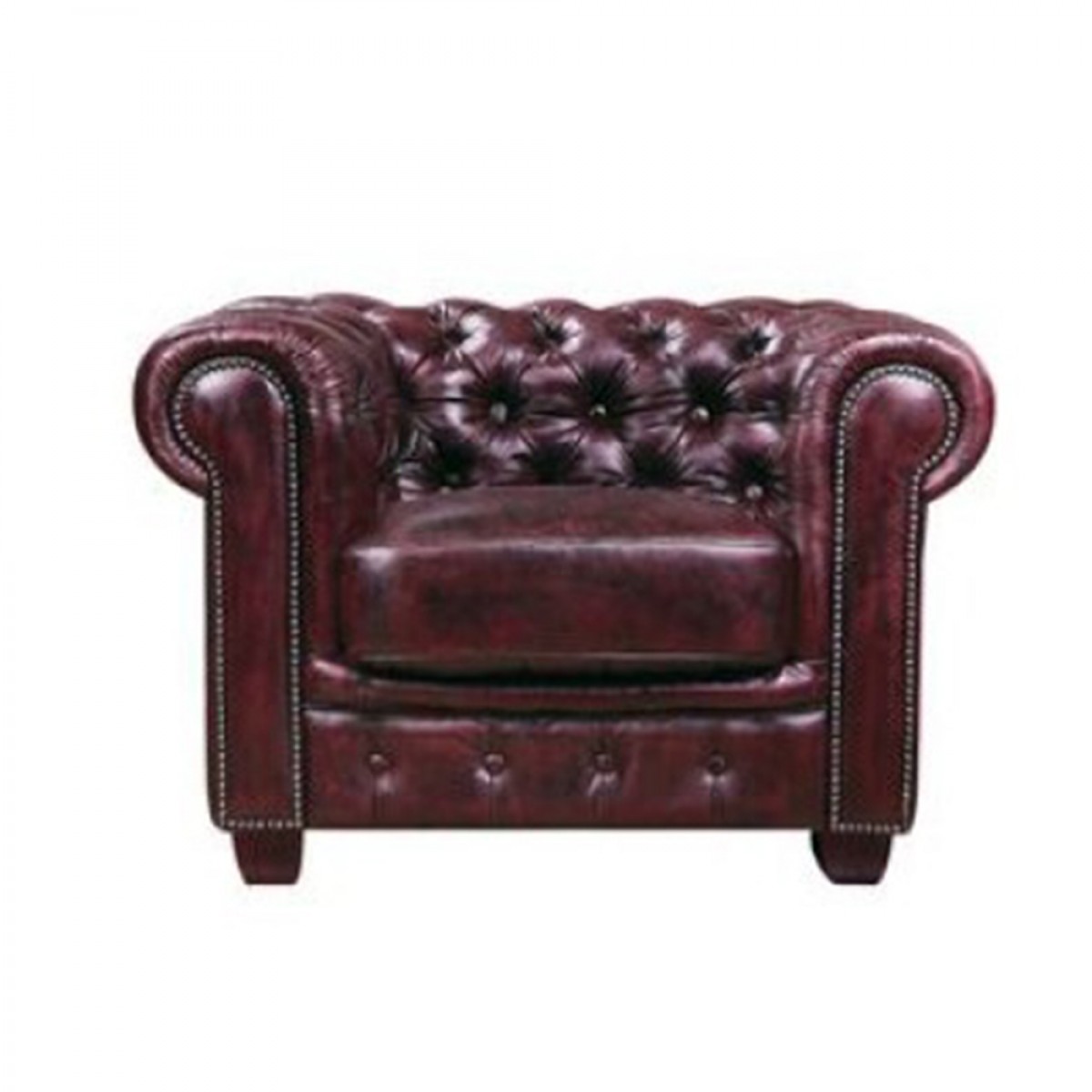 Chesterfield vintage δερμάτινη πολυθρόνα σε antique red χρώμα 103x92x72cm