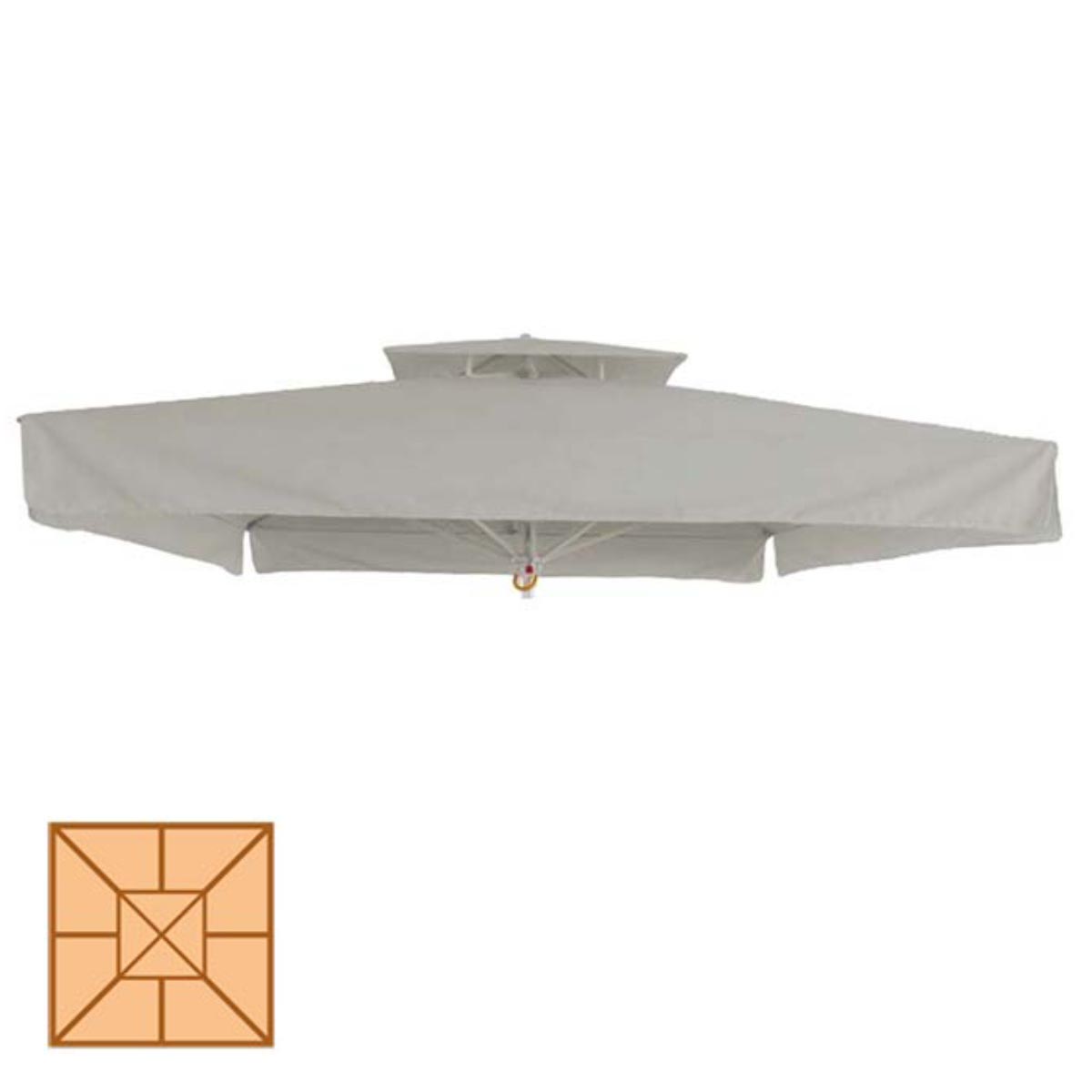 Αδιάβροχο τετράγωνο ανταλλακτικό πανί ομπρέλας εκρού 400x400 εκ