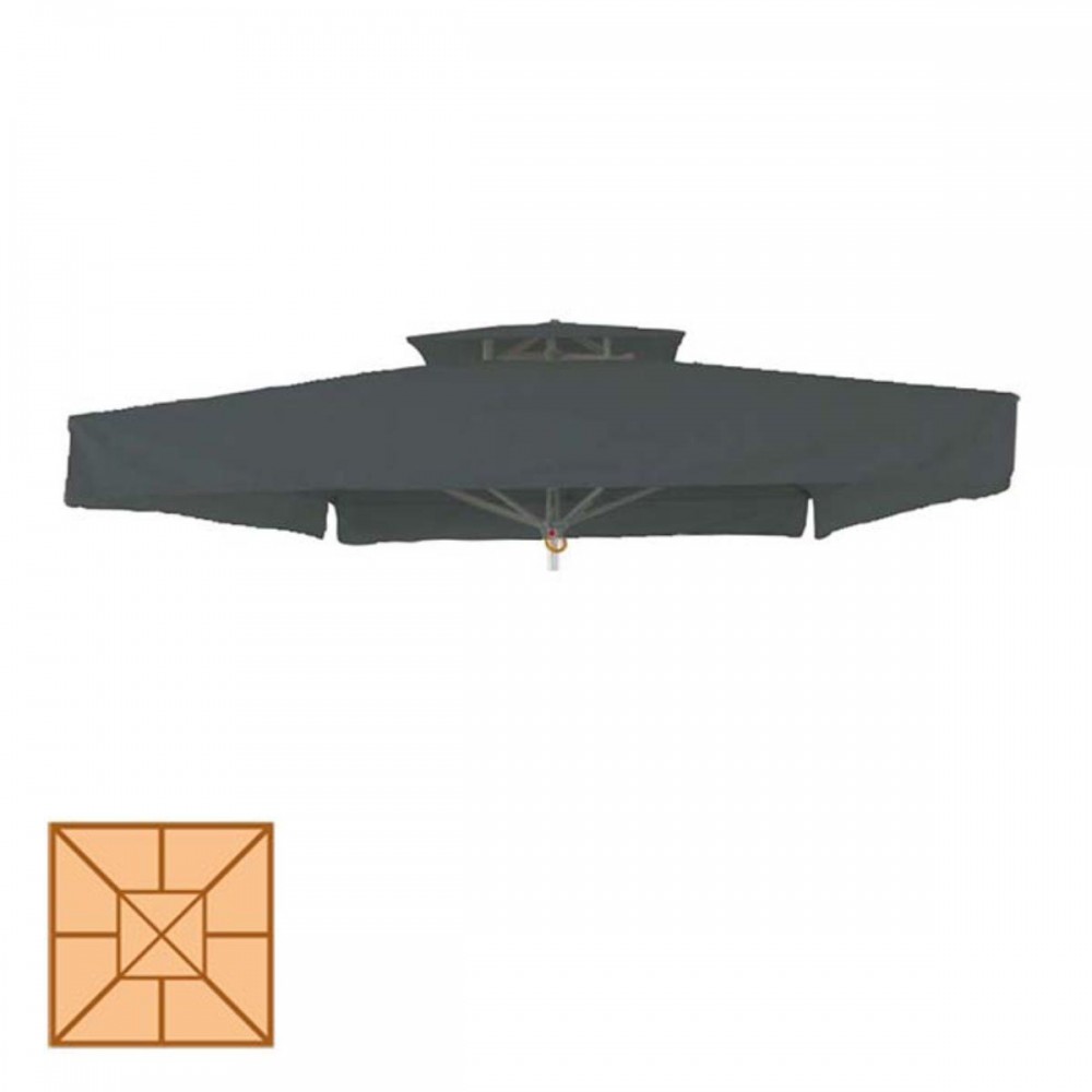 Αδιάβροχο ανταλλακτικό πανί ομπρέλας κήπου τετράγωνο σε γκρι χρώμα 300x300 εκ