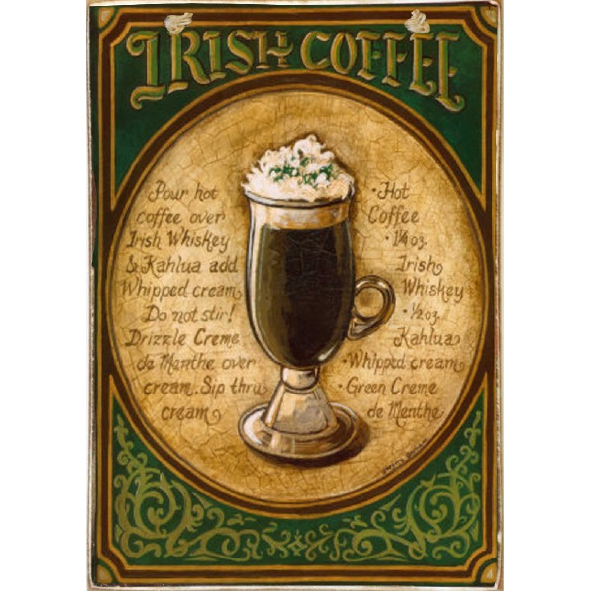 Irish Coffee -Ξύλινος  Πίνακας Χειροποίητος 20 x 30 cm