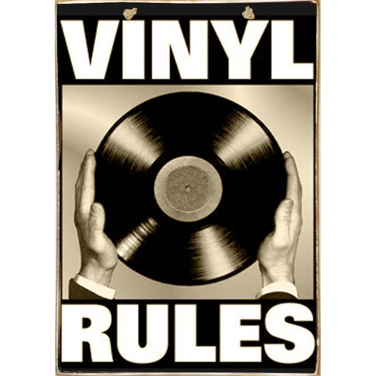 Vinyl Rules -Ξύλινος  Πίνακας Χειροποίητος 20 x 30 cm