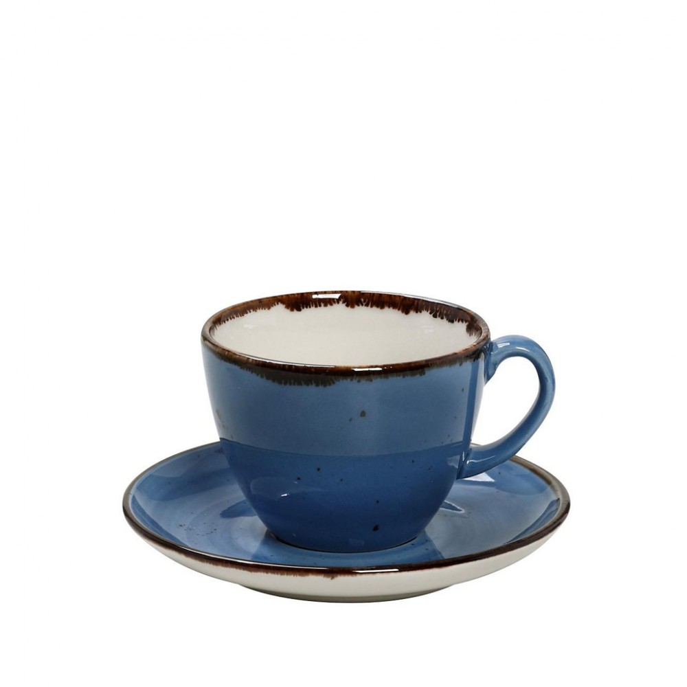 Terra Blue φλυτζάνι και πιατάκι για καφέ σετ των έξι τεμαχίων 220 ml 14x8 εκ
