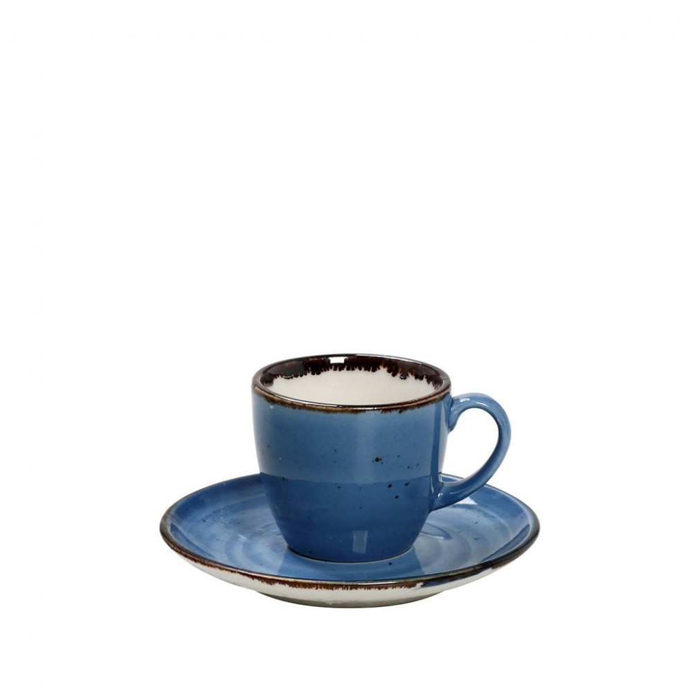 Terra Blue φλυτζανάκι και πιατάκι για espresso σετ των έξι τεμαχίων 90 ml 12x6 εκ