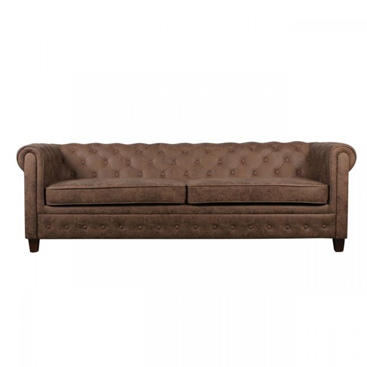 Chesterfield w τριθέσιος καναπές με ύφασμα antique καφέ 219x82x80 εκ