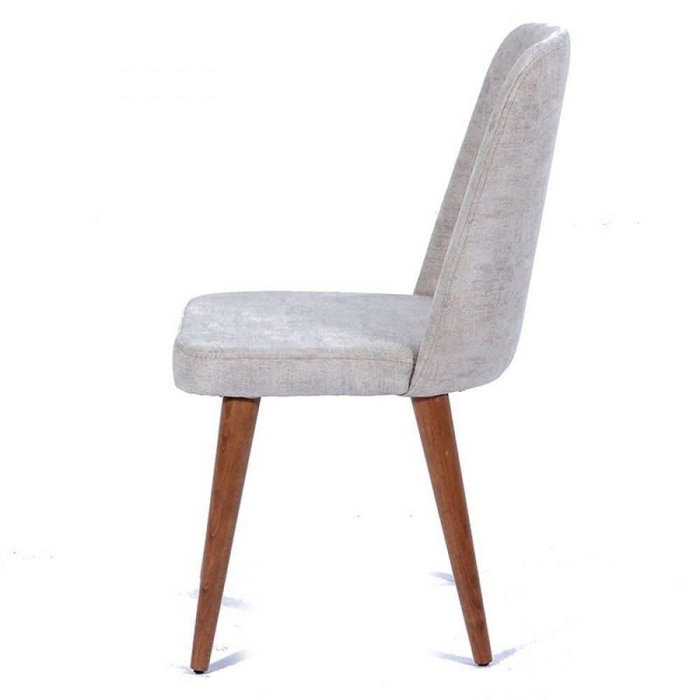 Καρέκλα milano με υφασμάτινη επένδυση γκρι με ξύλινα πόδια σε καφέ χρώμα 59x59x91 εκ