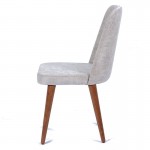 Καρέκλα milano με υφασμάτινη επένδυση γκρι με ξύλινα πόδια σε καφέ χρώμα 45x50x90 εκ