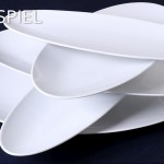 Coup fine dining πορσελάνινη πιατέλα οβάλ λευκή στενόμακρη σετ των δύο τεμαχίων 44x14 εκ