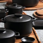 Lava σκεύος για σαγανάκι stoneware ορθογώνιο σε μαύρο χρώμα σετ των δύο τεμαχίων 21x13x5 εκ