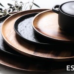 Στρογγυλό πιάτο Lava stoneware σε μαύρο χρώμα σετ των τεσσάρων τεμαχίων 27 εκ