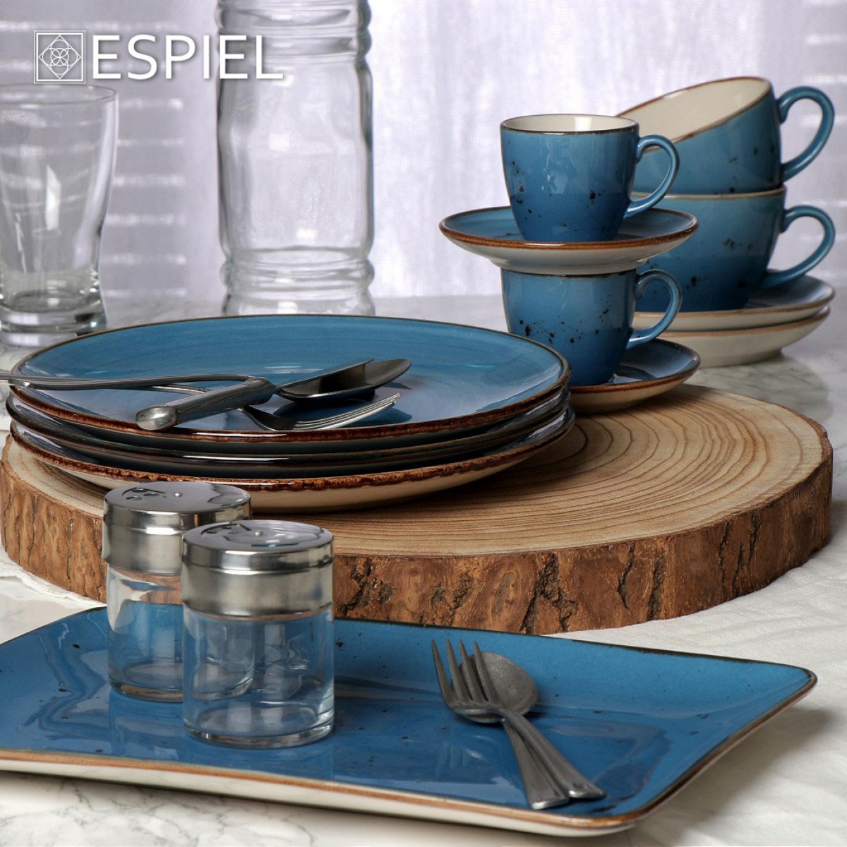 Terra Blue φλιτζανάκι και πιατάκι για espresso σετ των έξι τεμαχίων 90 ml