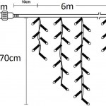 280 LED λαμπάκια επεκτεινόμενη ασύμμετρη κουρτίνα με διάφανο καλώδιο IP44 και θερμό ψυχρό φως 600x70 εκ