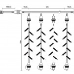 1000 Led συμμετρική κουρτίνα rubber Ip44 με επέκταση με λευκό καλώδιο και θερμό λευκό φως 2x10 μέτρα